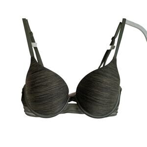Victoria's Secret Perfect Shape Bra Sz 32D T-Shirt Lightly Padded Olive Heather